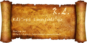 Kárpi Leonidász névjegykártya